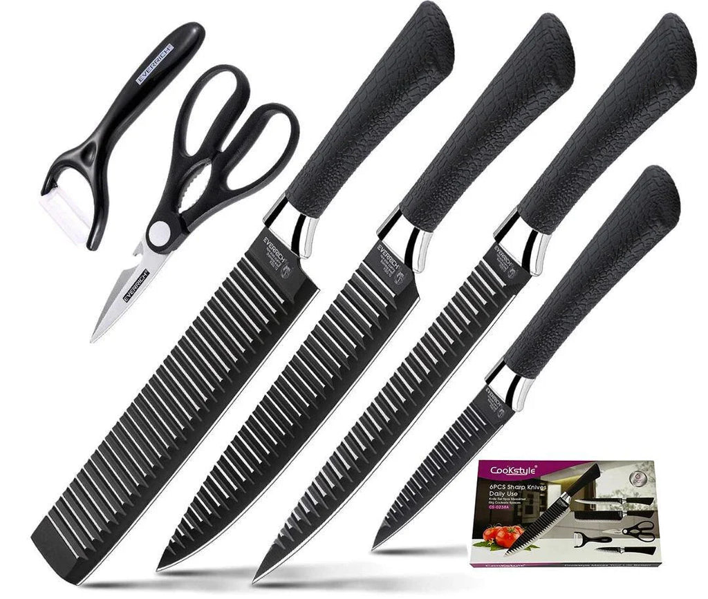 Kitchen Knife Set Chef Knives Stainless Steel Nonstick 6 pieces Scissor